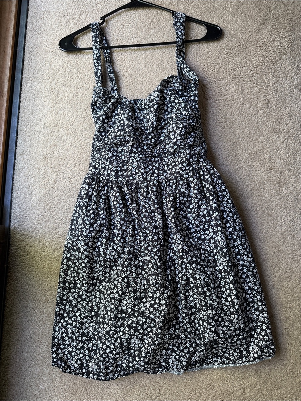 Altar’d State Black Floral Tie Strap Mini Dress XL Large Babydoll